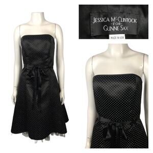 Vintage Gunne Sax Polka Dot Strapless Short Party Dress / Small *